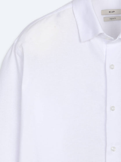 Beyaz Düz Regular Fit Uzun Dokuma Casual Pamuk Karışımlı Gömlek