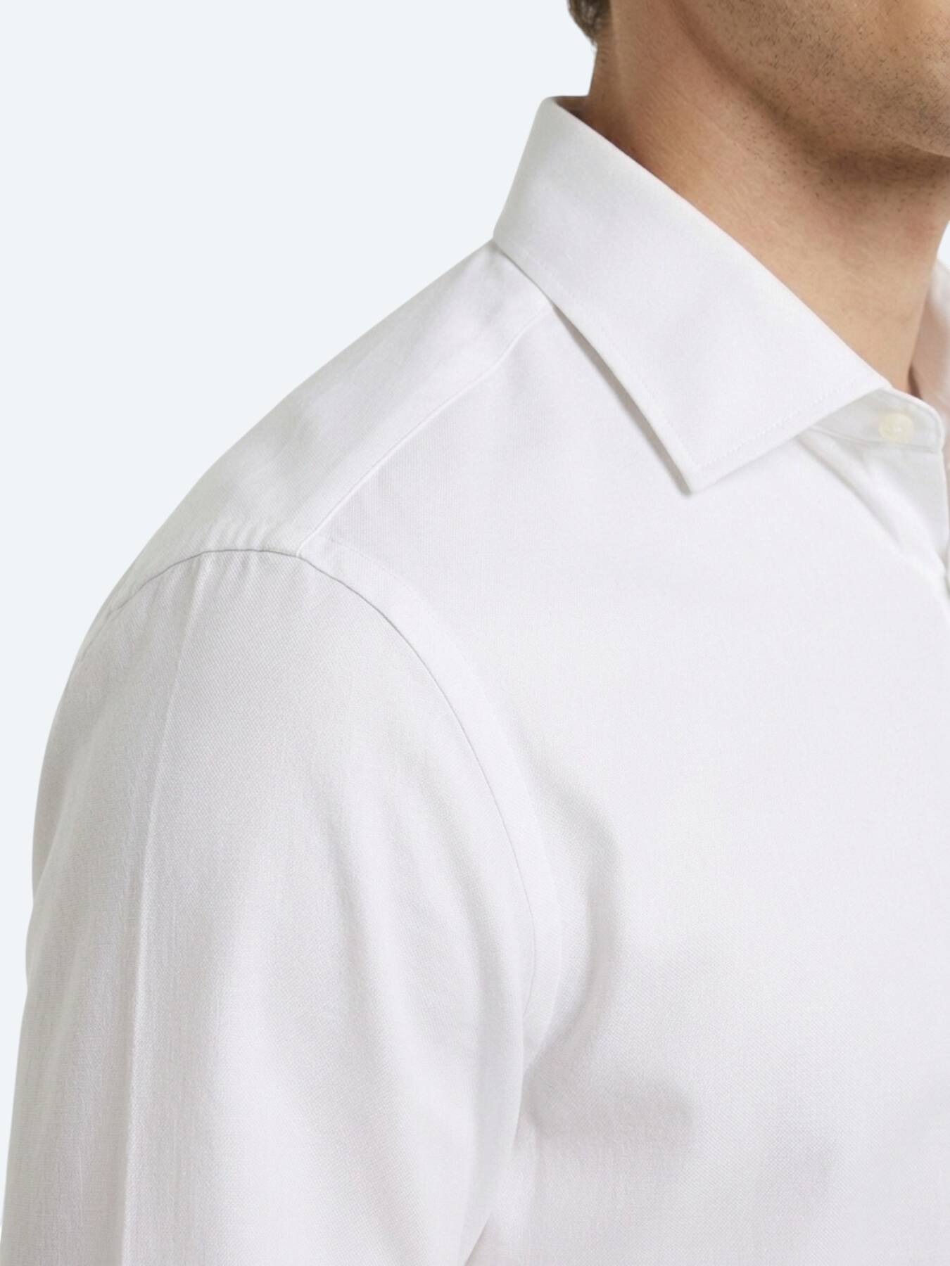 Beyaz Düz Regular Fit Uzun Dokuma Klasik Pamuk Karışımlı Gömlek