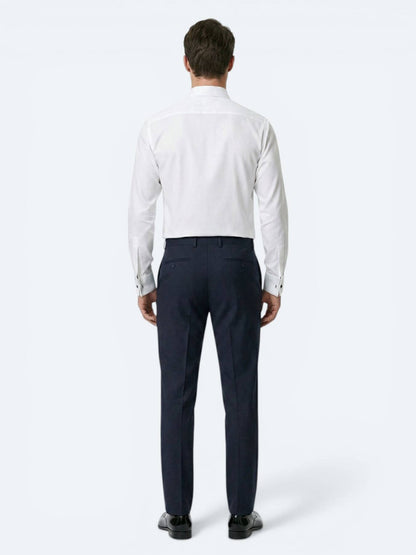 Beyaz Düz Slim Fit Duble Manşet Smokin Gömlek