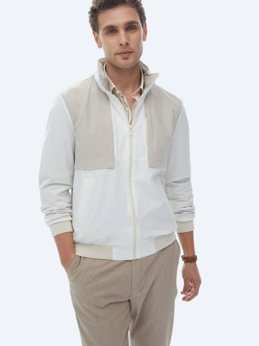 Beyaz Regular Fit Kapüşonlu Casual Dokuma Mont