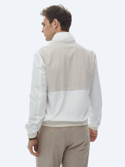 Beyaz Regular Fit Kapüşonlu Casual Dokuma Mont