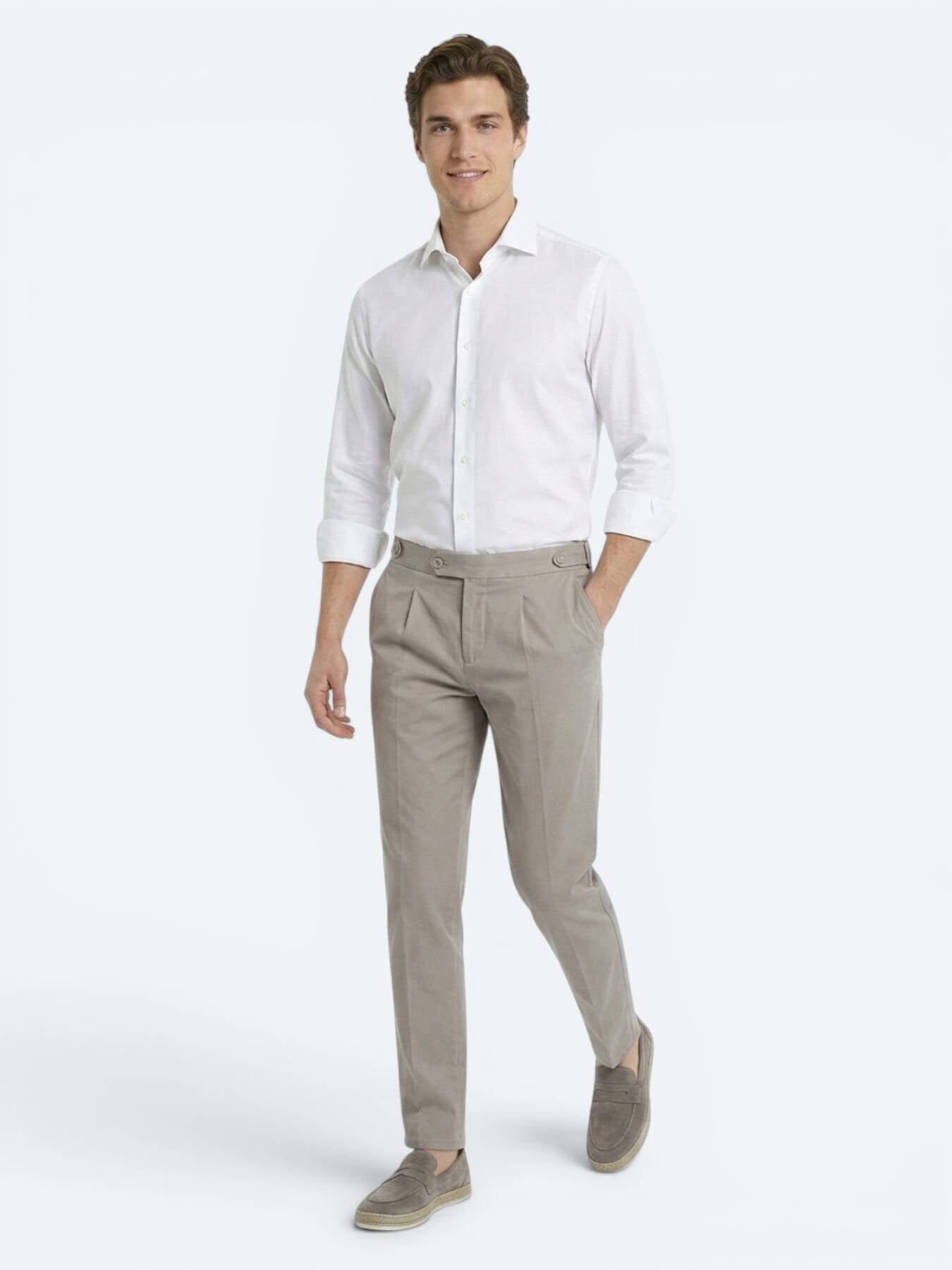 Beyaz Slim Fit Uzun Dokuma Klasik %100 Pamuk Gömlek