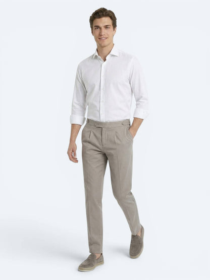 Beyaz Slim Fit Uzun Dokuma Klasik %100 Pamuk Gömlek