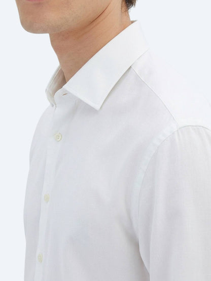Beyaz Slim Fit Uzun Dokuma Klasik %100 Pamuk Gömlek