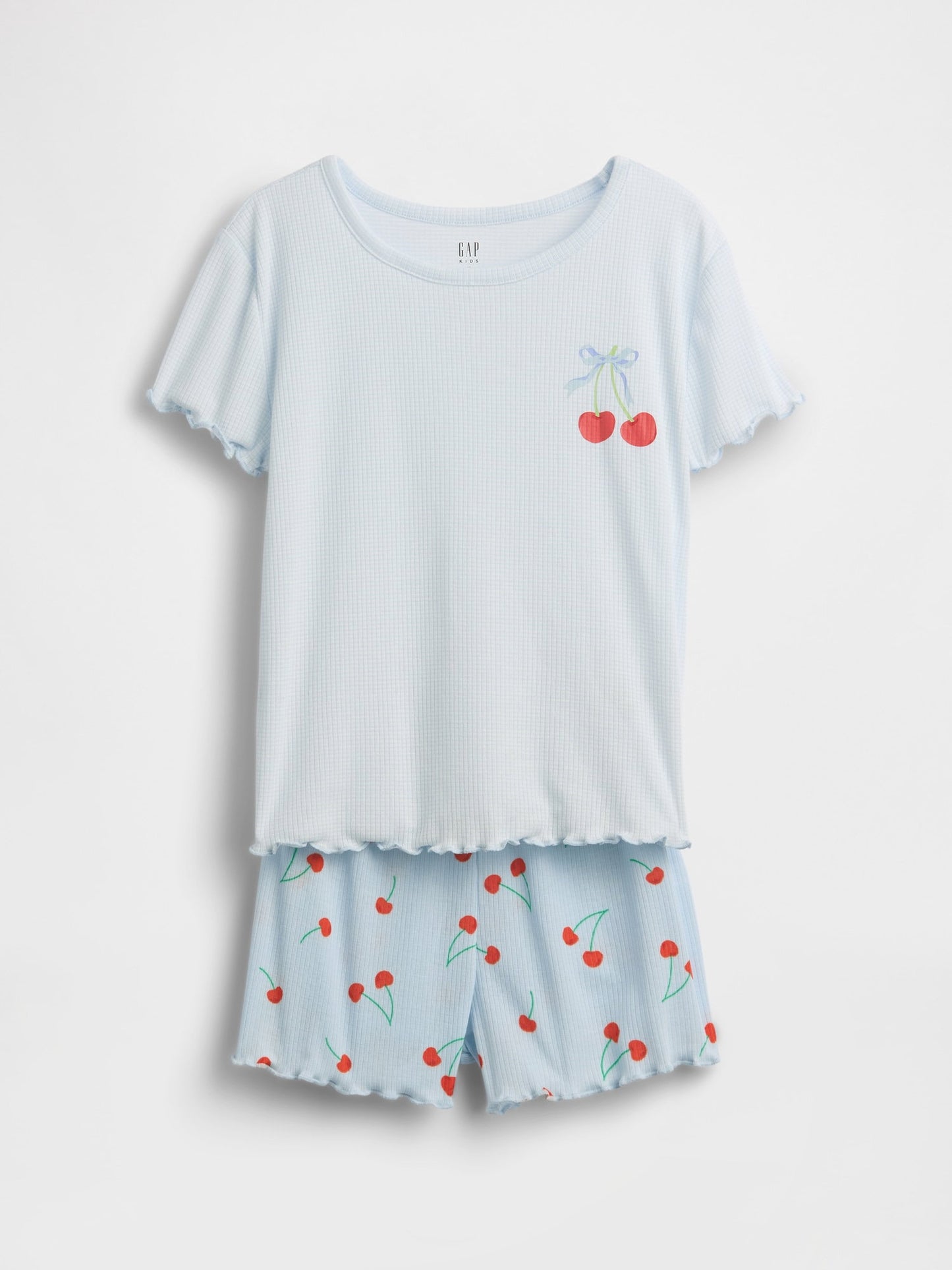 Mavi Recycle Fitilli Pijama Şort Takım
