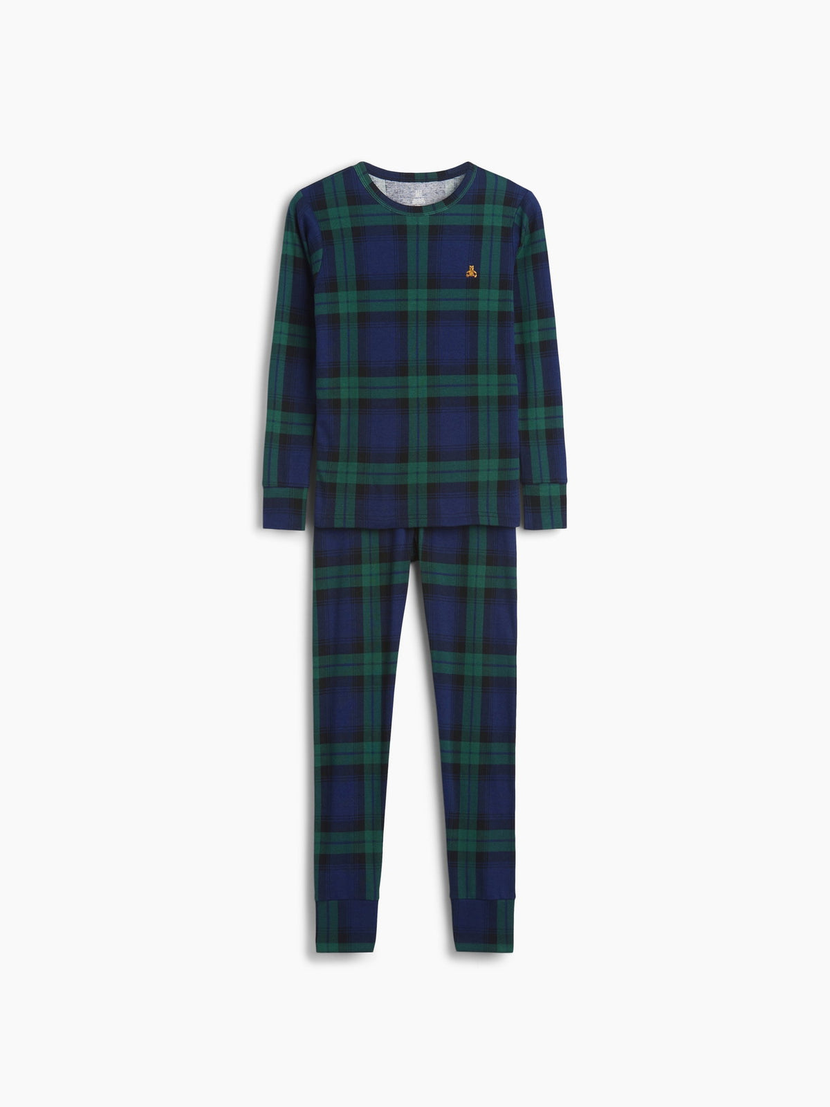 Koyu Yeşil Organik Brushed Pamuklu Kareli Pijama Takımı