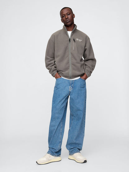 Gri Gap Logo Arctic Fleece Fermuarlı Ceket