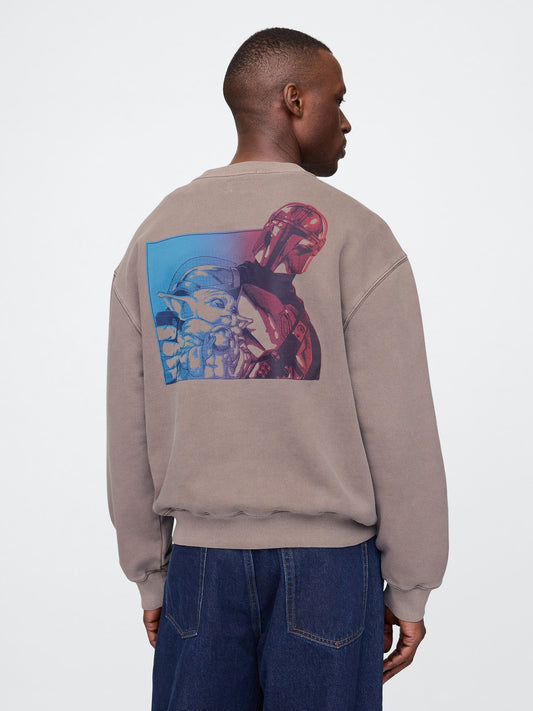Kahverengi Star Wars Grafikli Oversize Sweatshirt