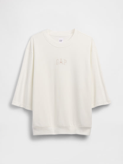 Beyaz Oversized Gap Logo Fransız Havlu Kumaş T-shirt