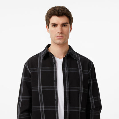 Erkek Regular Fit Kareli Siyah Gömlek