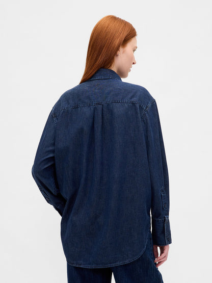 Koyu Mavi Ultrasoft Denim Big Gömlek