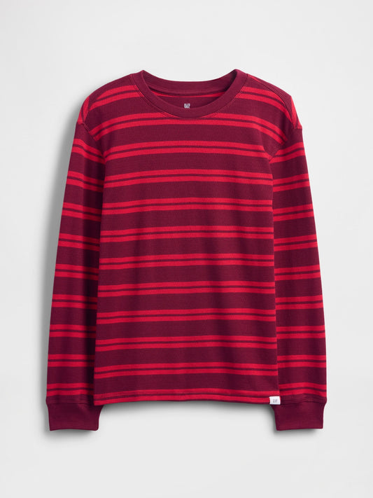 Çizgili Waffle T-shirt