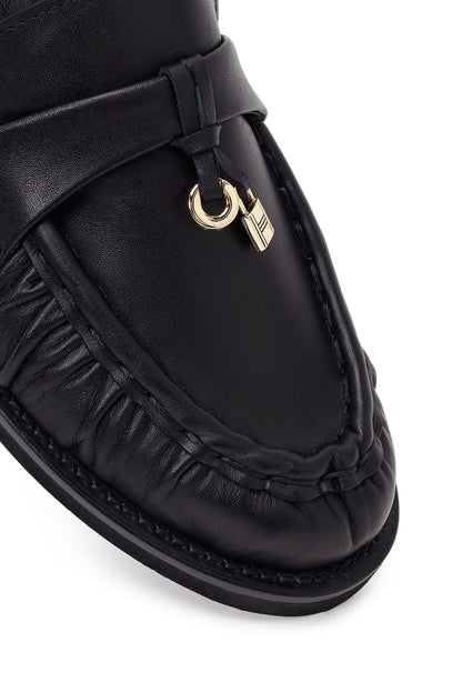 Kadın Siyah Deri Maskülen Loafer