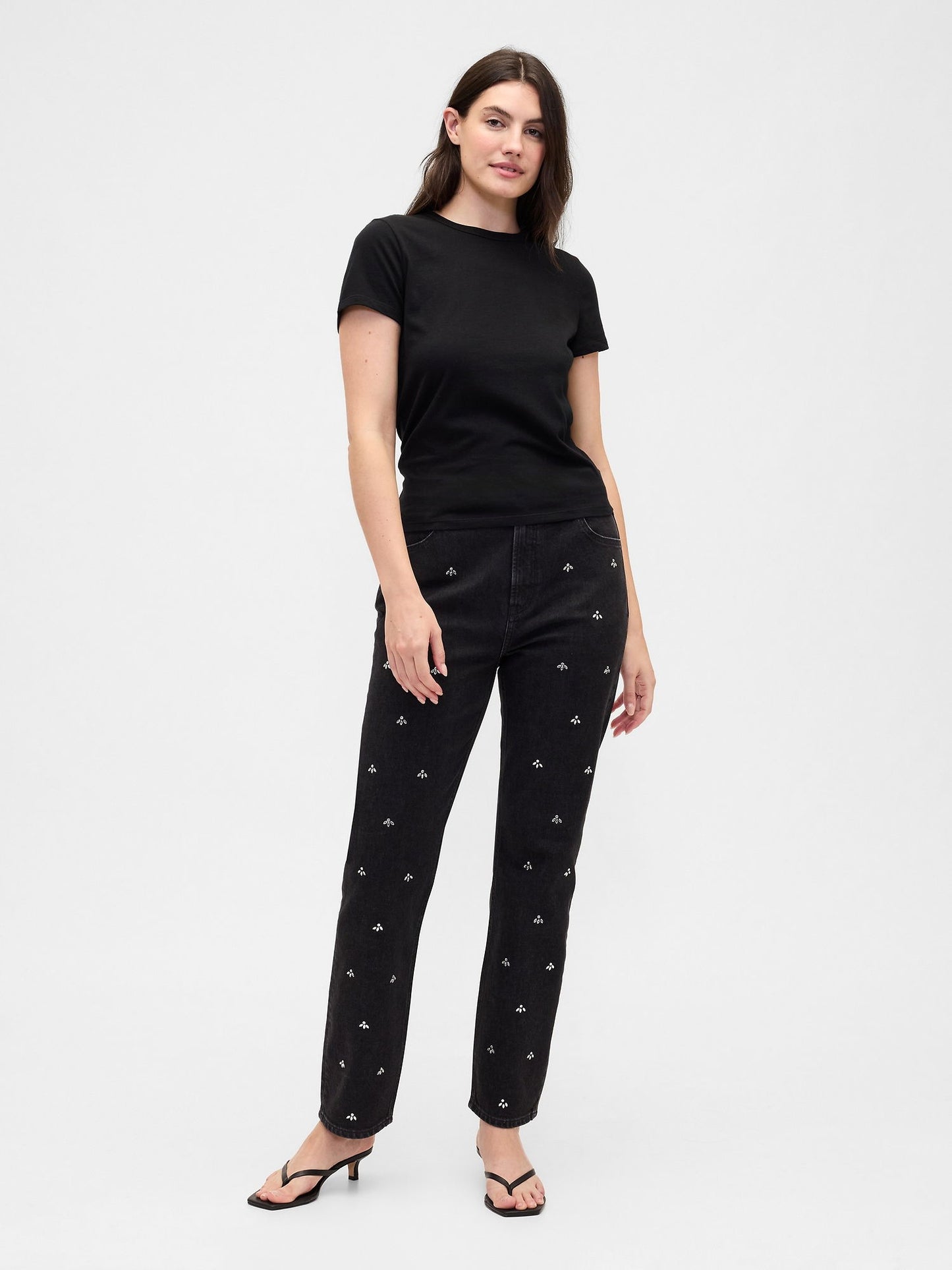 Siyah High Rise '90s Original Straight Jean Pantolon