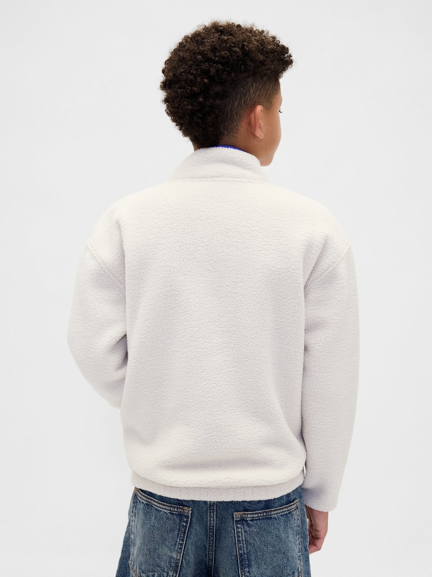 Gri Sherpa Logo Yarım Fermuarlı Pullover
