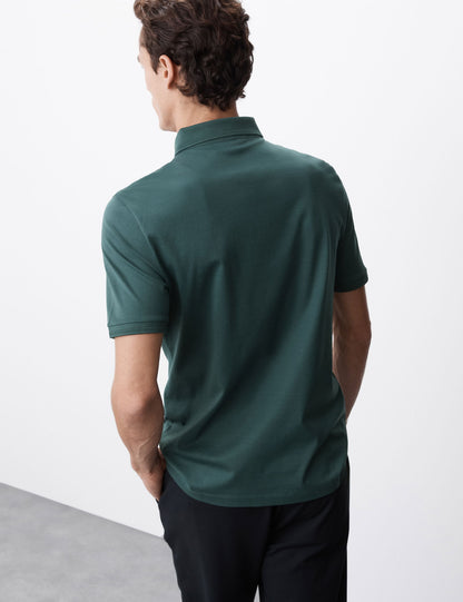 Saf Pamuklu Kısa Kollu Polo Yaka T-shirt