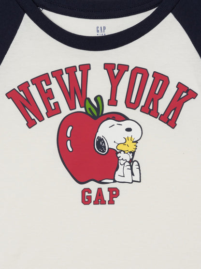 Lacivert Snoopy Logo Uzun Kollu T-shirt
