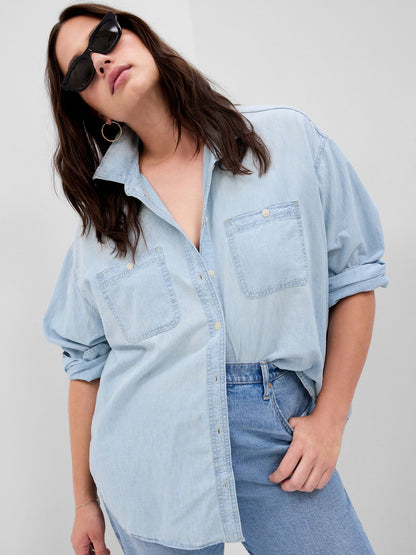 Açık Mavi Chambray Denim Big Washwell™ Gömlek