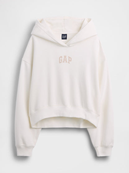 Beyaz Vintagesoft Oversized Crop Logo Sweatshirt