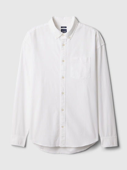 Beyaz Gap Logo Oversize Oxford Gömlek