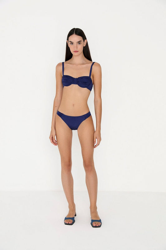 Büzgülü Lacivert Bikini Üstü