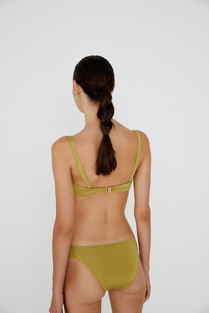 Büzgülü Yeşil Bikini Üstü