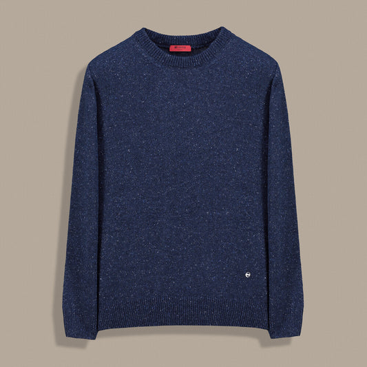 Bisiklet Yaka Dokulu Lacivert Triko Kazak