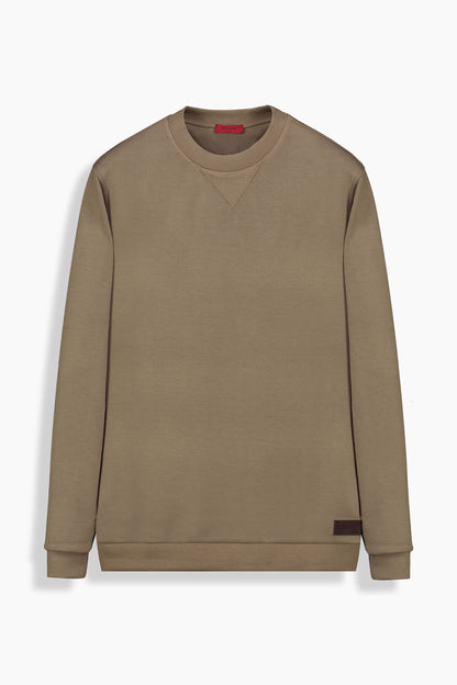 Bisiklet Yaka Erkek Koyu Bej Sweatshirt