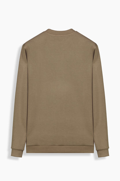 Bisiklet Yaka Erkek Koyu Bej Sweatshirt
