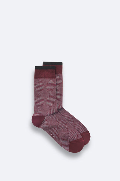 Bordo Desenli Bambu Soket Çorap