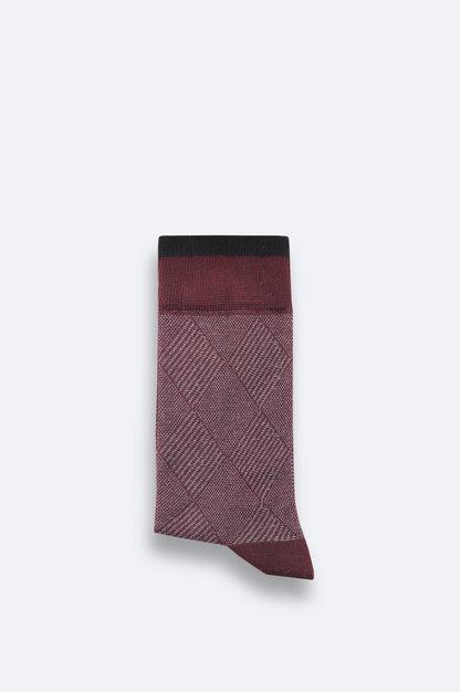 Bordo Desenli Bambu Soket Çorap