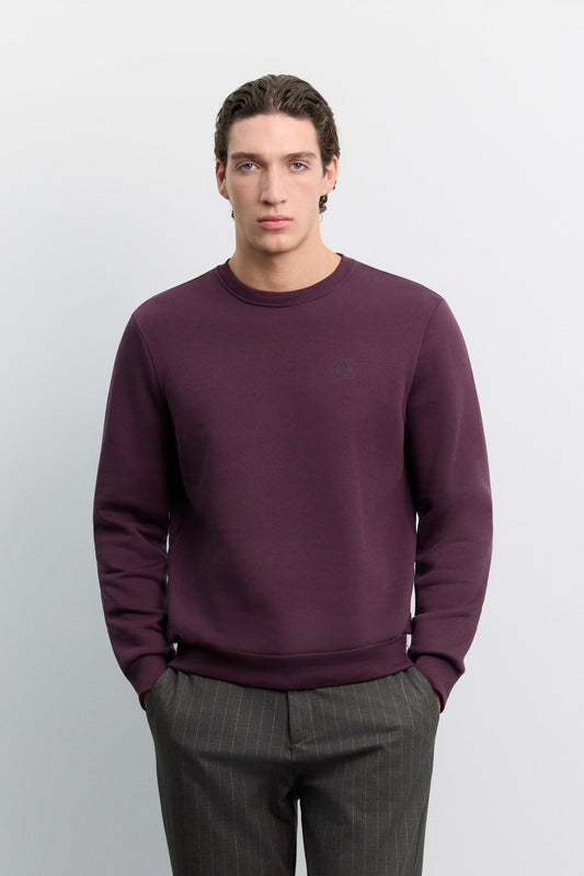 Bordo Bisiklet Yaka 3 Iplik Şardonlu -5 Dereceye Dayanıklı Sweatshirt