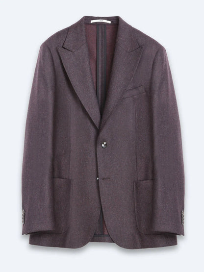 Bordo Desenli Modern Fit Yün Karışımlı Örme Ceket