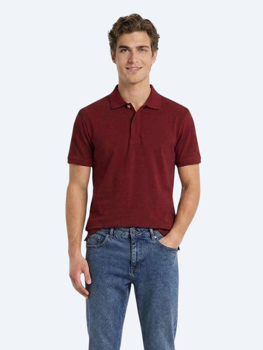 Bordo Düz %100 Pamuk T-shirt
