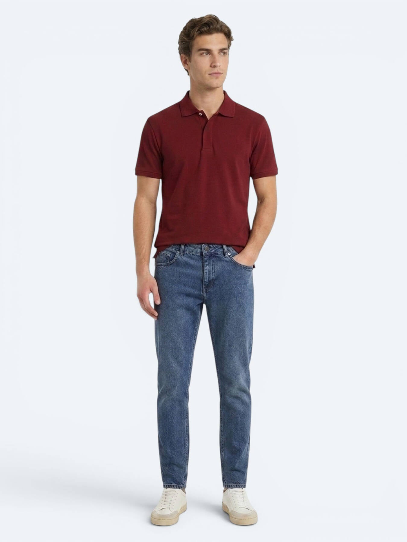 Bordo Düz %100 Pamuk T-shirt