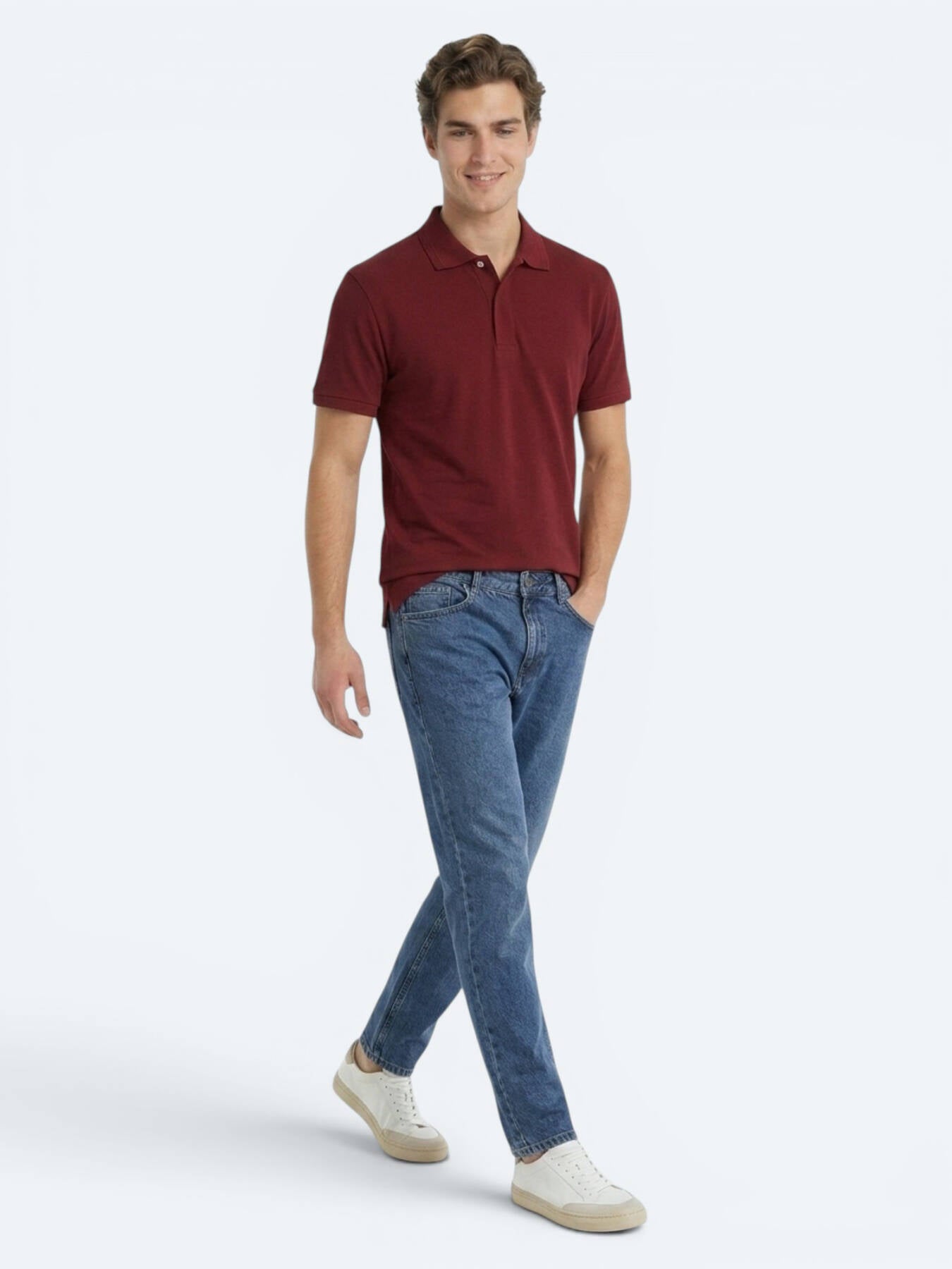 Bordo Düz %100 Pamuk T-shirt