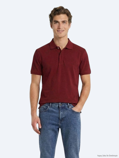 Bordo Düz %100 Pamuk T-shirt
