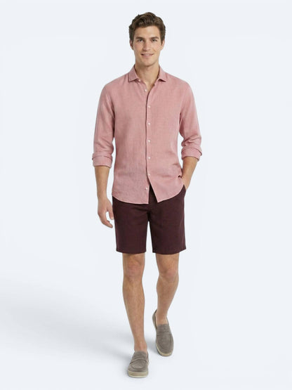 Bordo Düz Dokuma Jogging Fit Casual Pamuk Karışımlı Bermuda