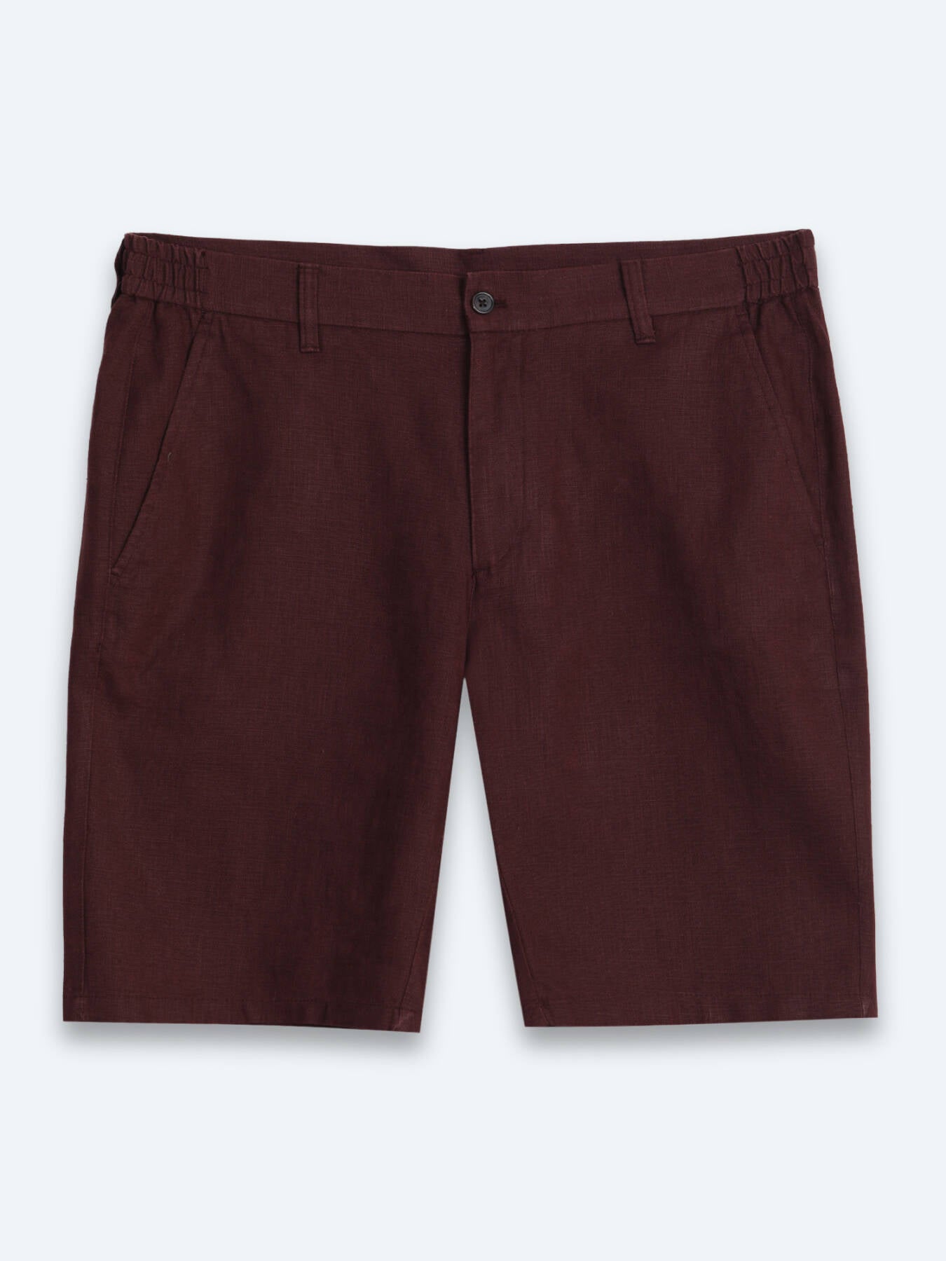 Bordo Düz Dokuma Jogging Fit Casual Pamuk Karışımlı Bermuda