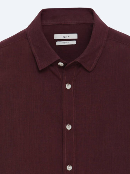 Bordo Düz Regular Fit Uzun Dokuma Casual %100 Pamuk Gömlek