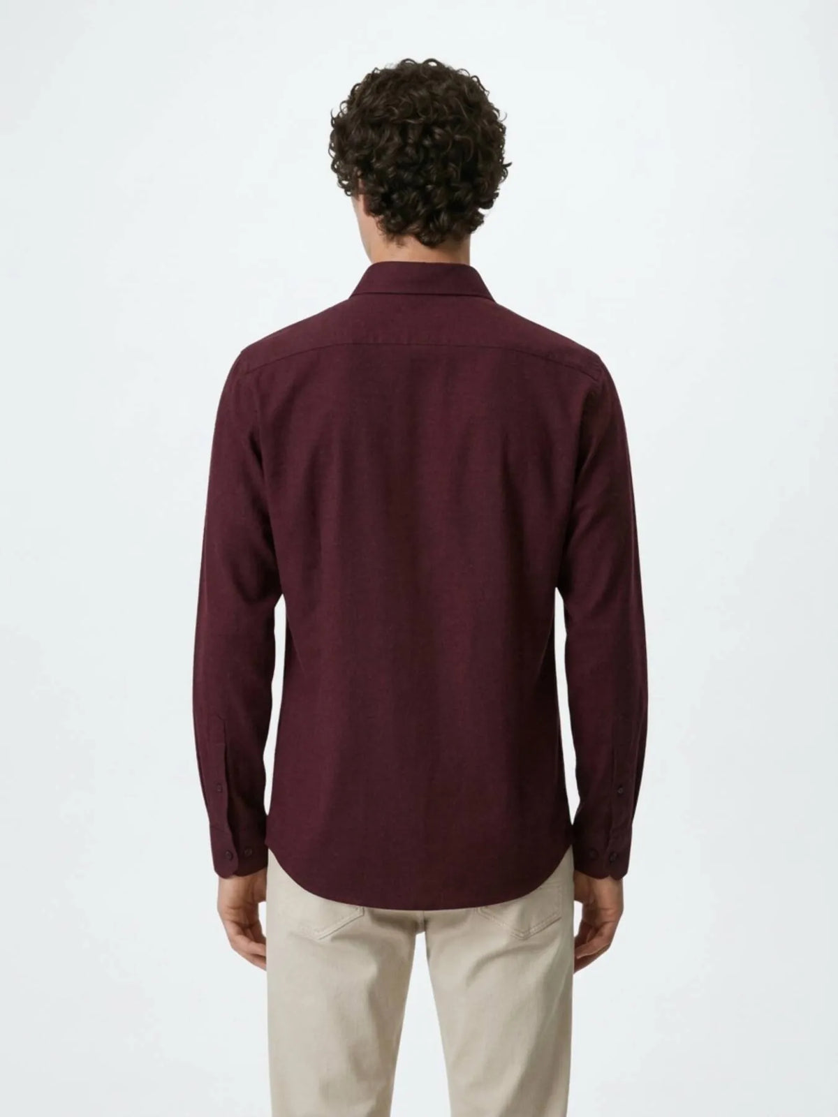 Bordo Düz Regular Fit Uzun Dokuma Casual %100 Pamuk Gömlek