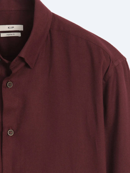 Bordo Düz Regular Fit Uzun Dokuma Casual %100 Pamuk Gömlek