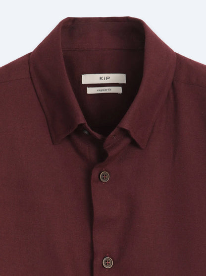 Bordo Düz Regular Fit Uzun Dokuma Casual %100 Pamuk Gömlek