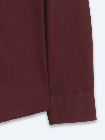 Bordo Düz Regular Fit Uzun Dokuma Casual %100 Pamuk Gömlek