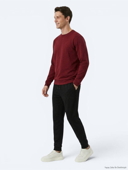 Bordo Düz Sweatshırt