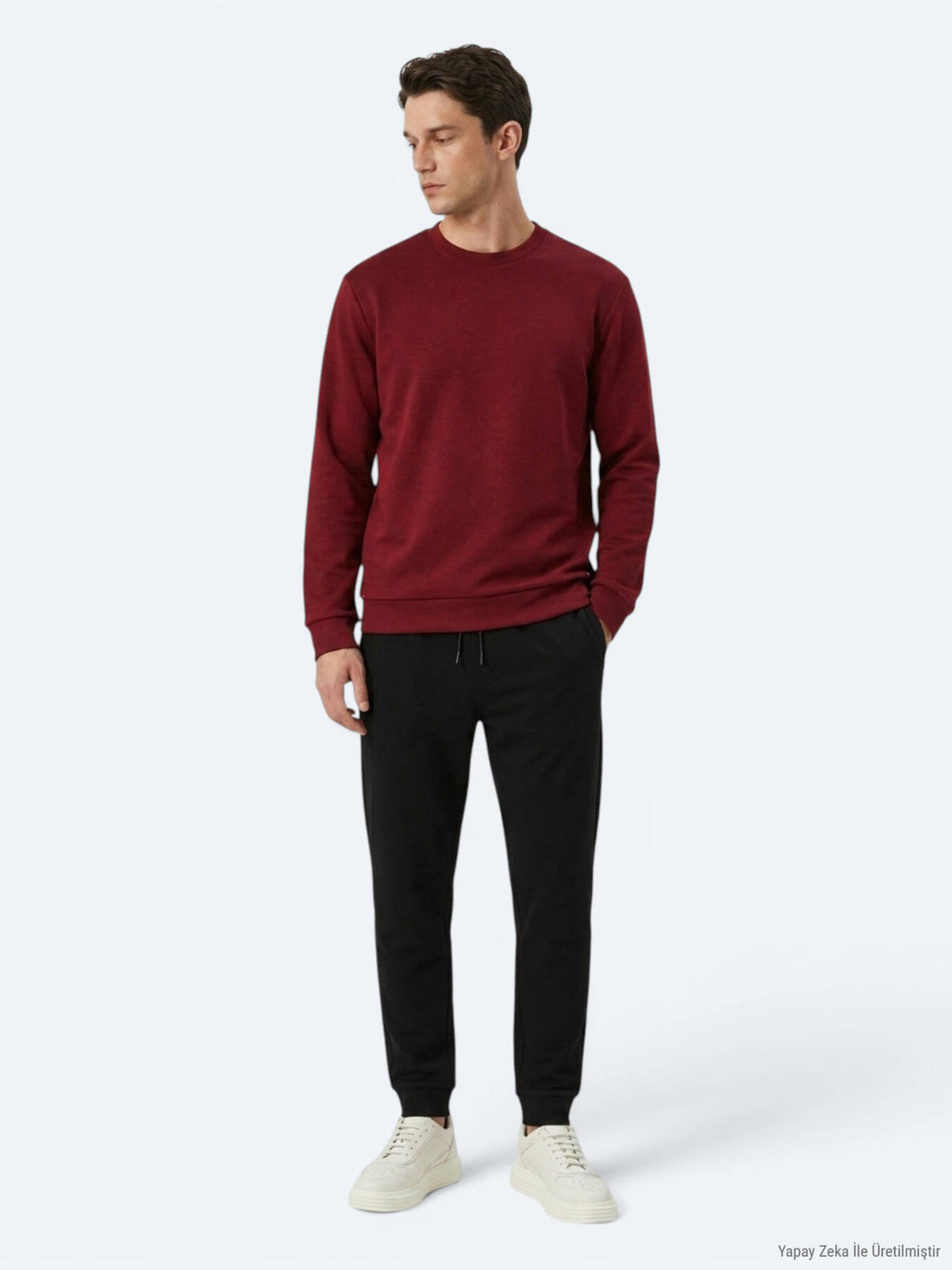 Bordo Düz Sweatshırt