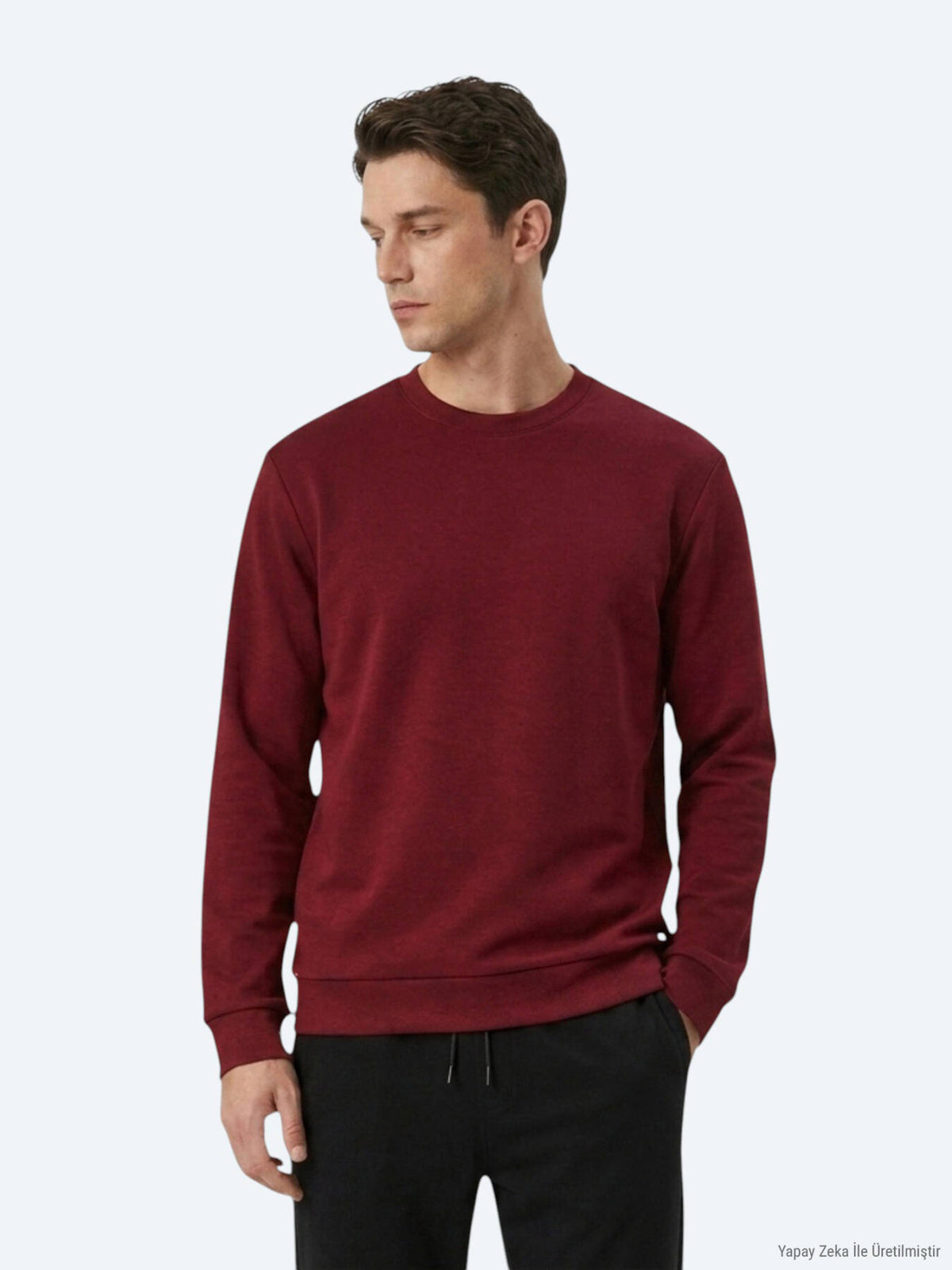 Bordo Düz Sweatshırt