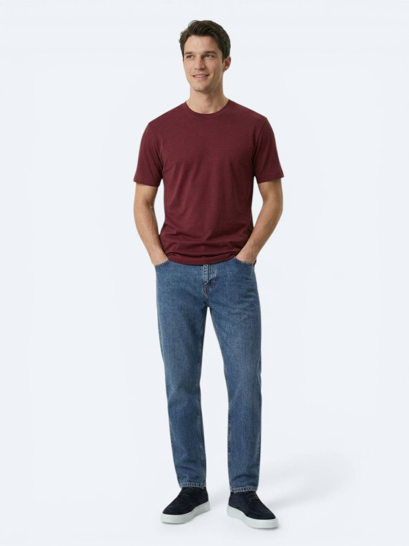 Bordo Düz T-shirt
