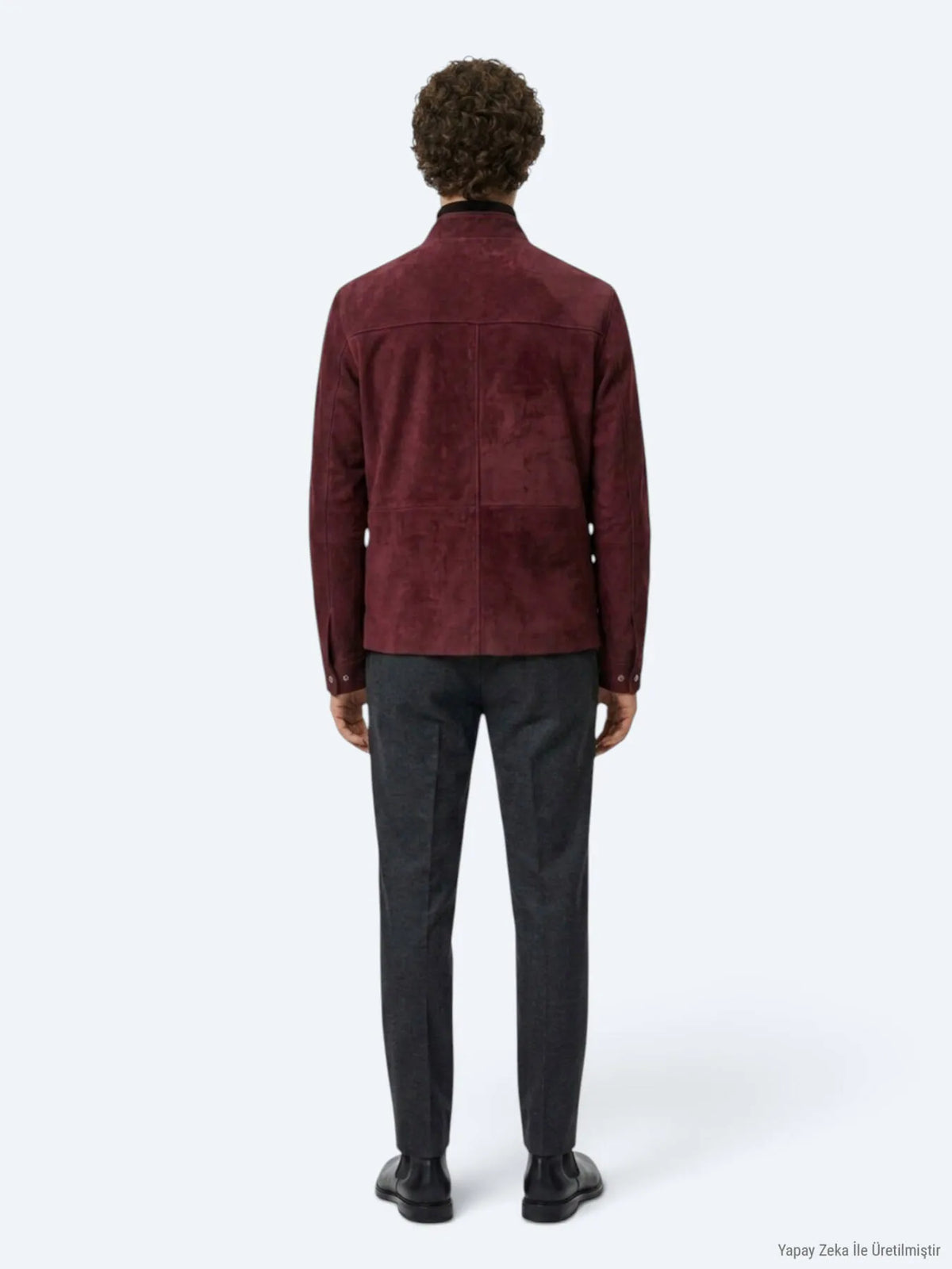 Bordo Regular Fit Dik Yaka Casual Süet Deri Mont