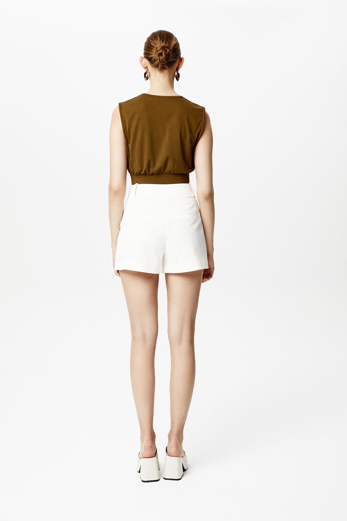 Büzgülü Haki Basic T-shirt